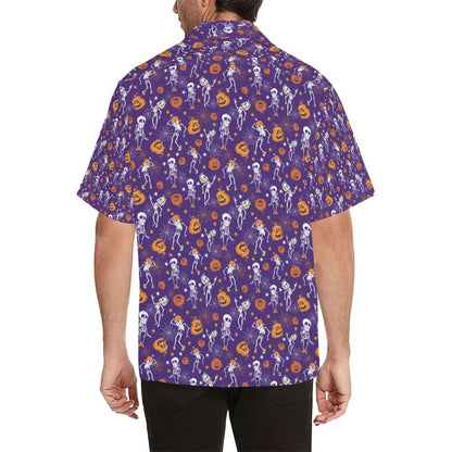 Skeleton Halloween Dance Print Design LKS304 Men's Hawaiian Shirt