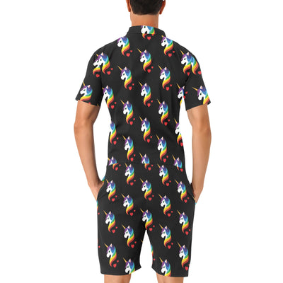 Rainbow Unicorn Pattern Print Design A03 Men's Romper