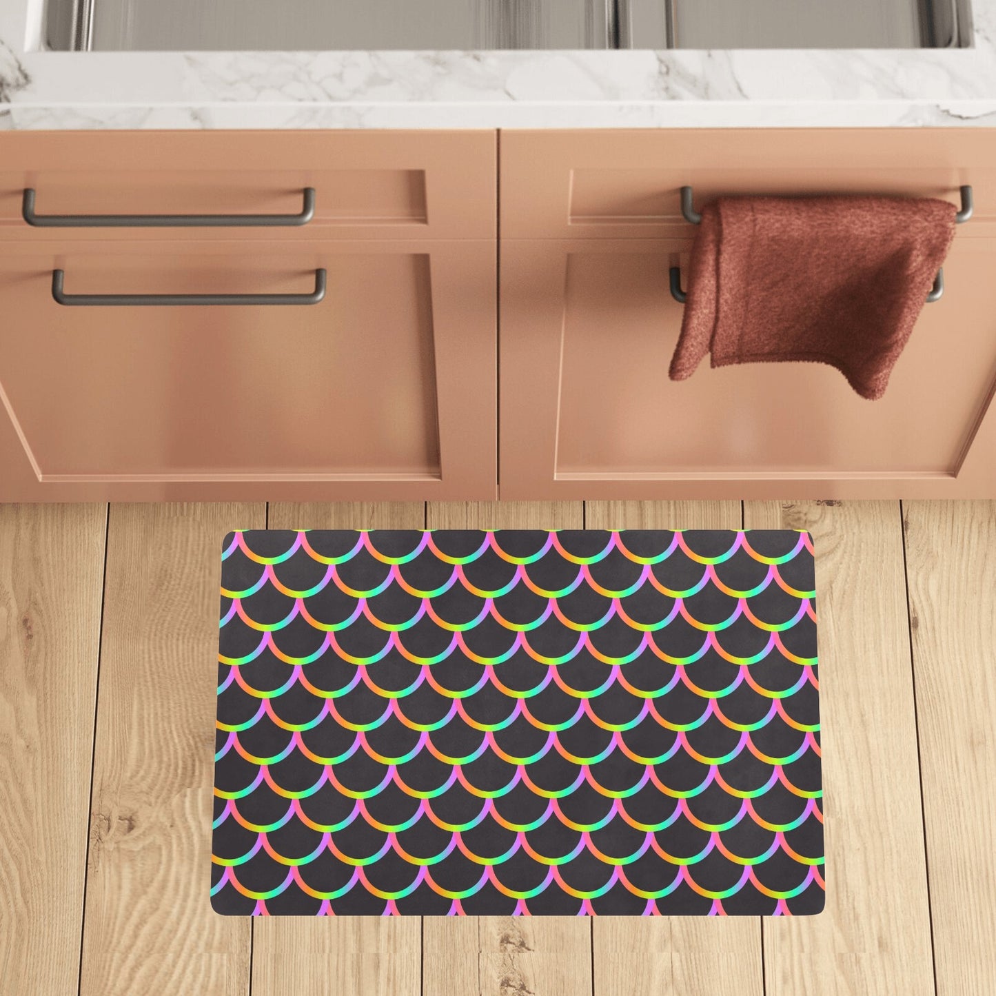 Mermaid Tail Rainbow Design Print Kitchen Mat
