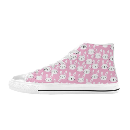 Rabbit Print Design LKS401 High Top Women's White Shoes