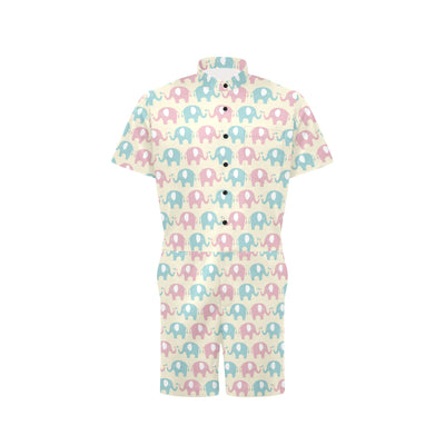 Elephant Baby Pastel Print Pattern Men's Romper