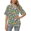 Safari Animal Cartoon Print Design LKS305 Women's Hawaiian Shirt