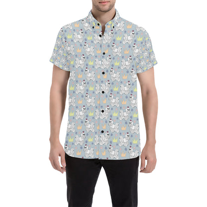Maltese Pattern Print Design 04 Men's Short Sleeve Button Up Shirt