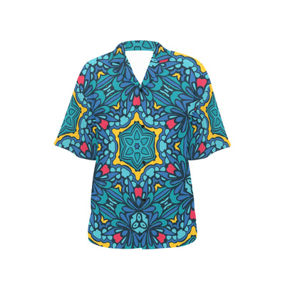 Kaleidoscope Pattern Print Design 04 Women's Hawaiian Shirt
