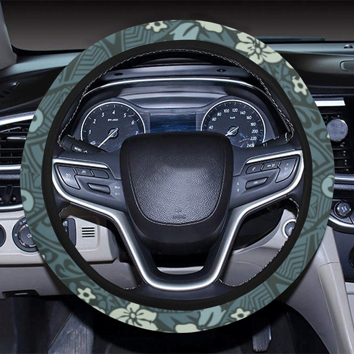 Flower Hawaiian Hibiscus Style Print Pattern Steering Wheel Cover with Elastic Edge