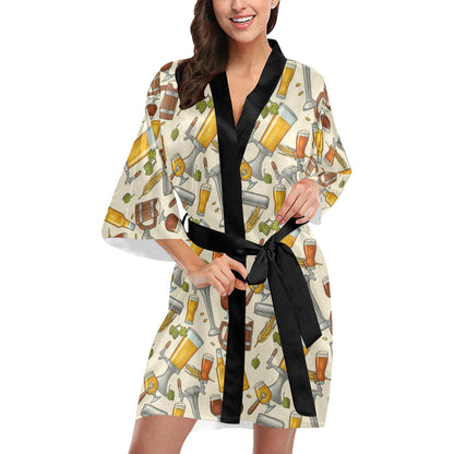 Beer Pattern Print Design 05 Women's Short Kimono