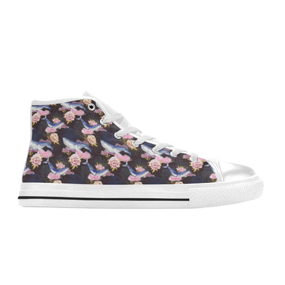 Blue Whale Print Design LKS401 High Top Women's White Shoes