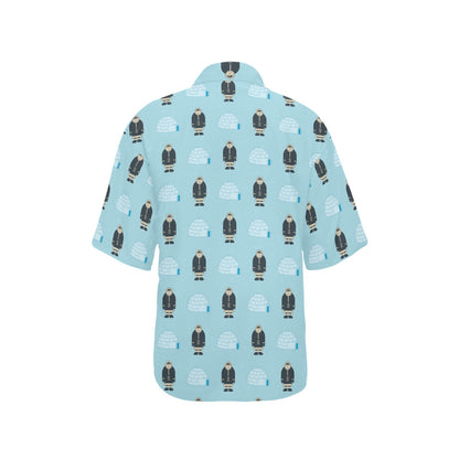 Eskimo Pattern Print Design 03 Women's Hawaiian Shirt