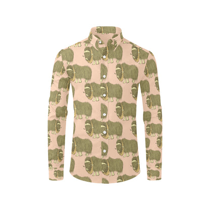 Yak Pattern Print Design 01 Men's Long Sleeve Shirt