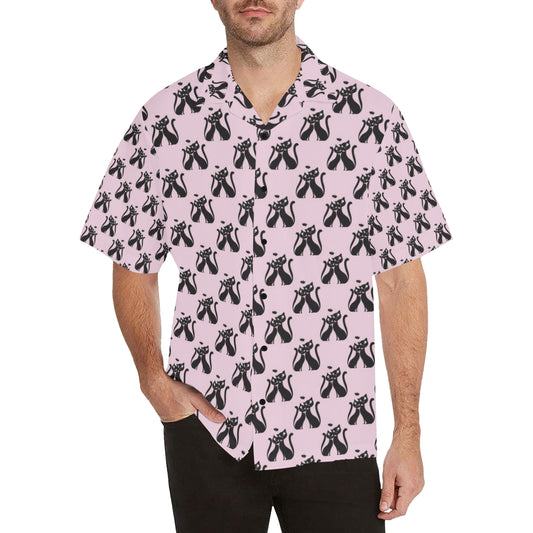 Black Cat Pattern Print Design 01 Men's Hawaiian Shirt