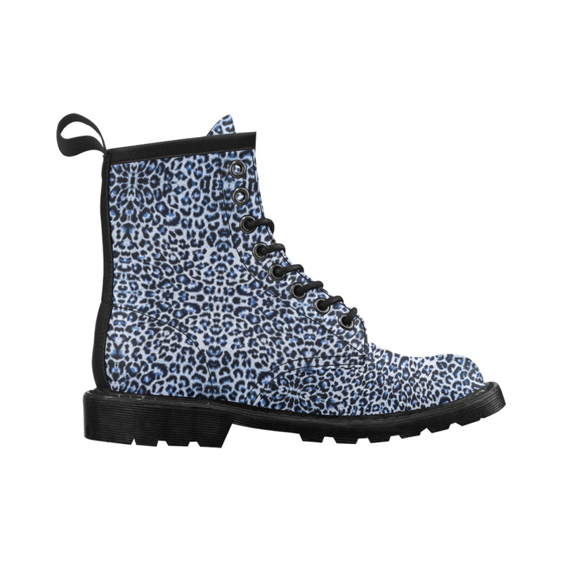 Leopard Blue Skin Print Women's Boots