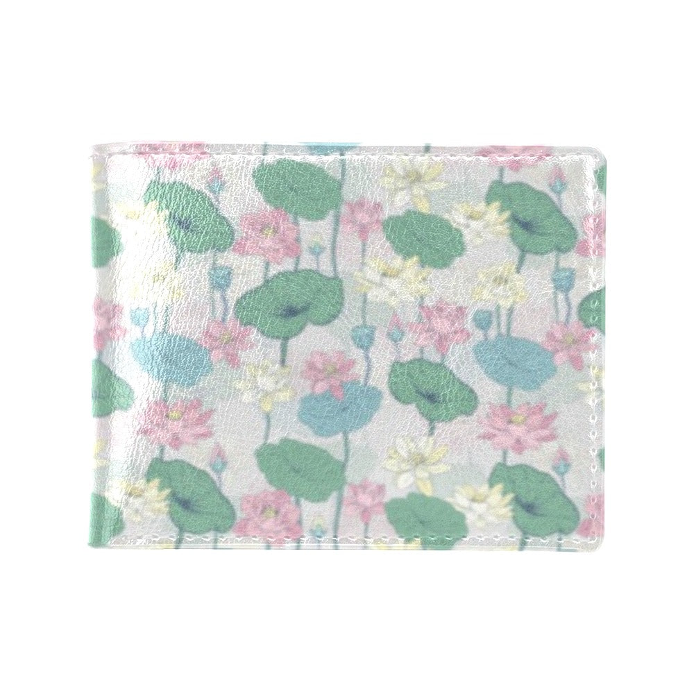 Water Lily Print Design LKS305 Men's ID Card Wallet
