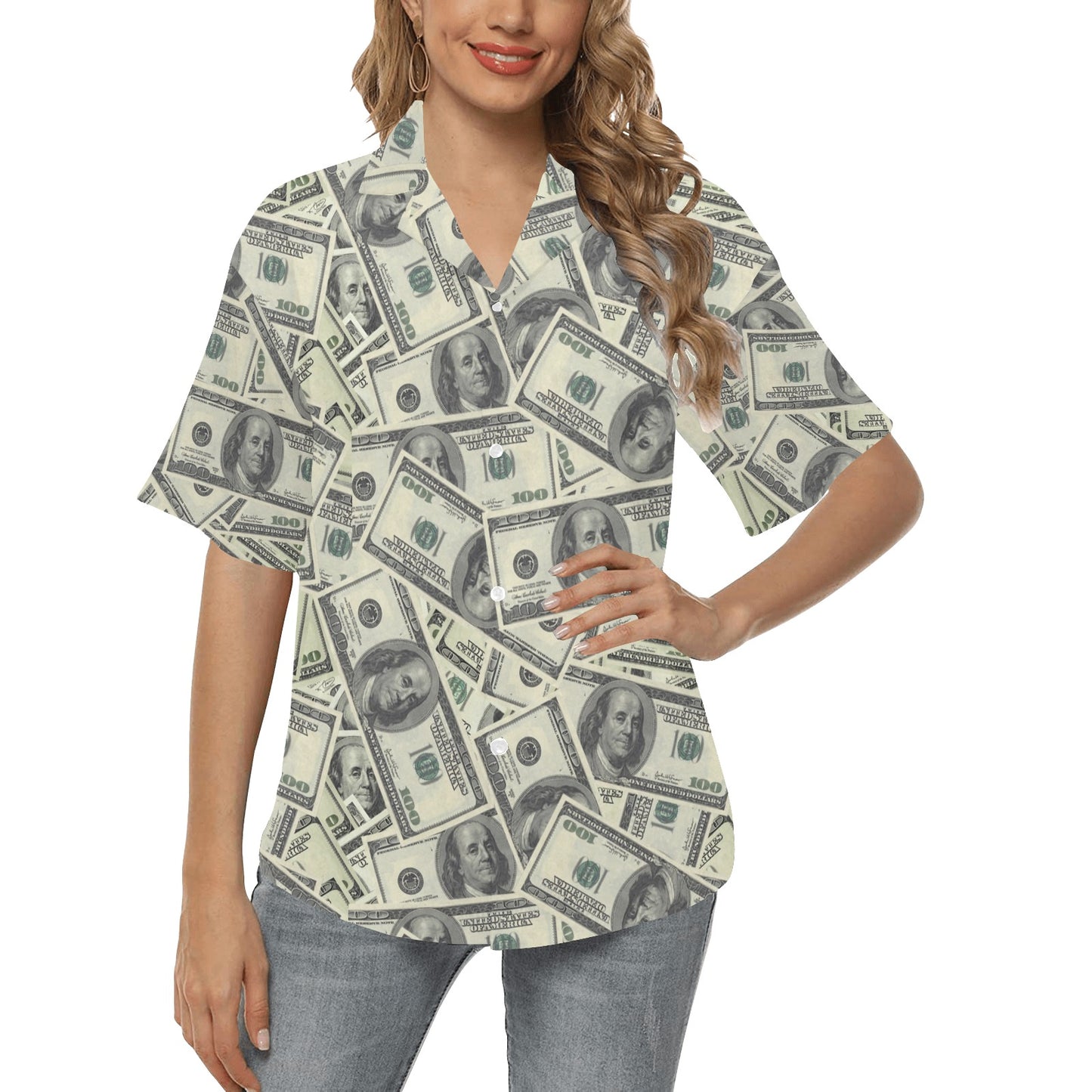 Dollar Pattern Print Design DO02 Women's Hawaiian Shirt