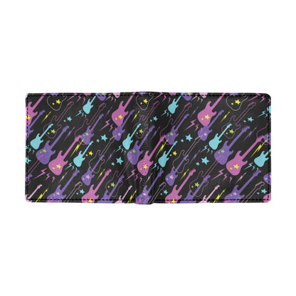 Electric Guitar Pattern Print Design 02 Men's ID Card Wallet