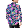 Neon Hibiscus Pattern Print Design HB016 Men's Long Sleeve Shirt