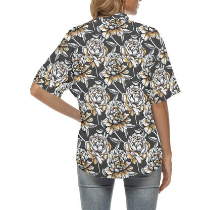 Peony Pattern Print Design PE06 Women's Hawaiian Shirt