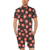 Red Hibiscus Pattern Print Design HB021 Men's Romper