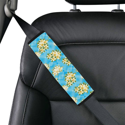 Yellow Plumeria Design Print Pattern Car Seat Belt Cover