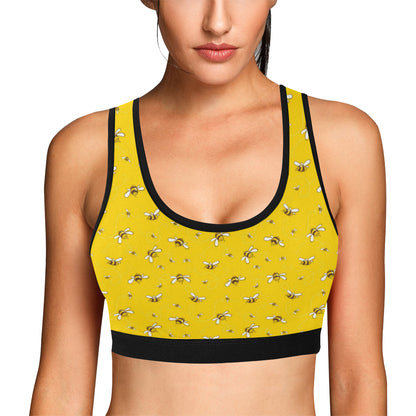Bee Pattern Print Design 05 Sports Bra
