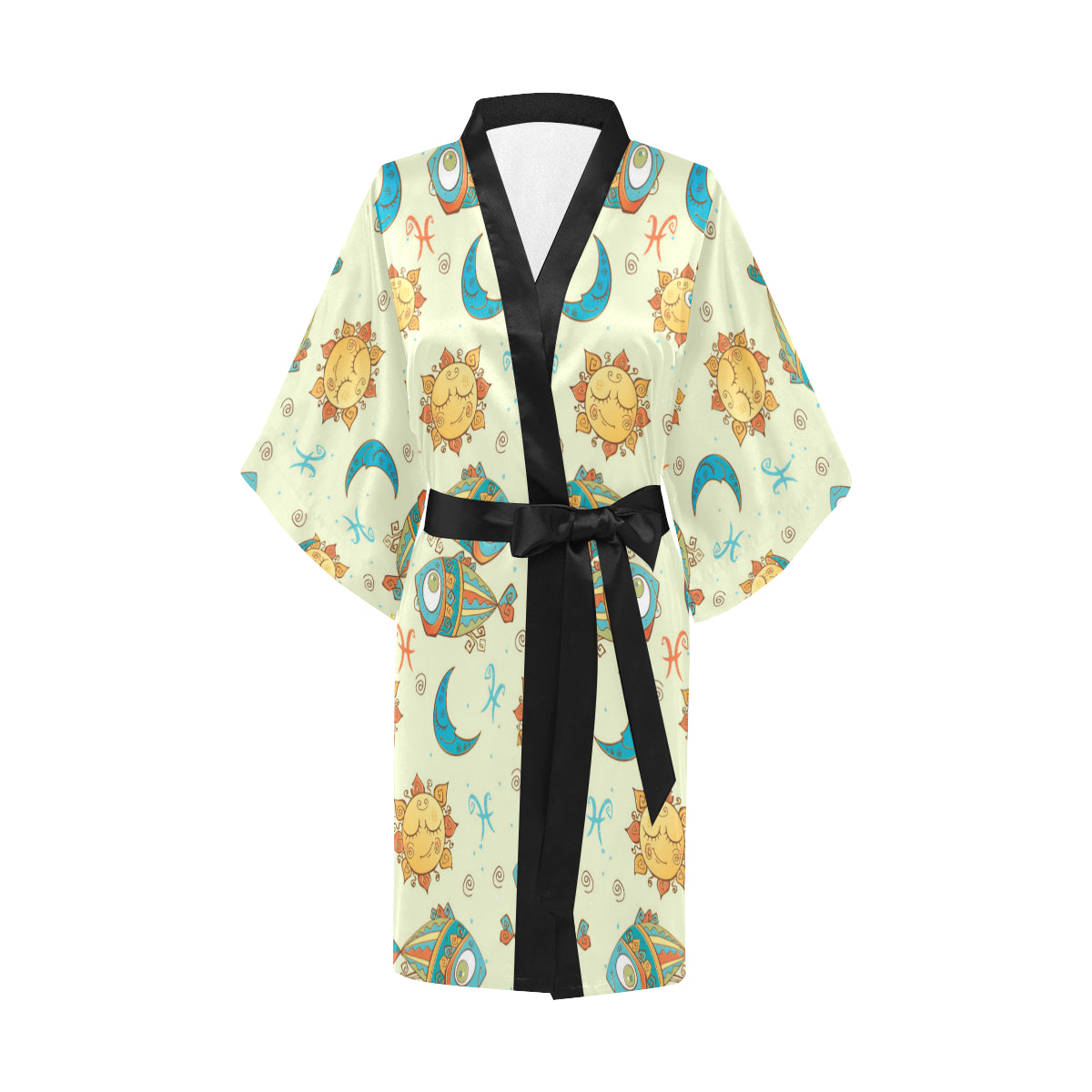 Pisces Pattern Print Design A03 Women's Short Kimono