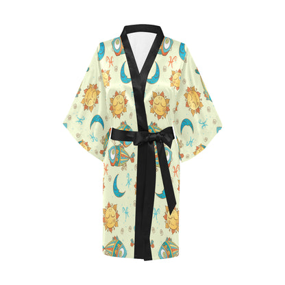 Pisces Pattern Print Design A03 Women's Short Kimono