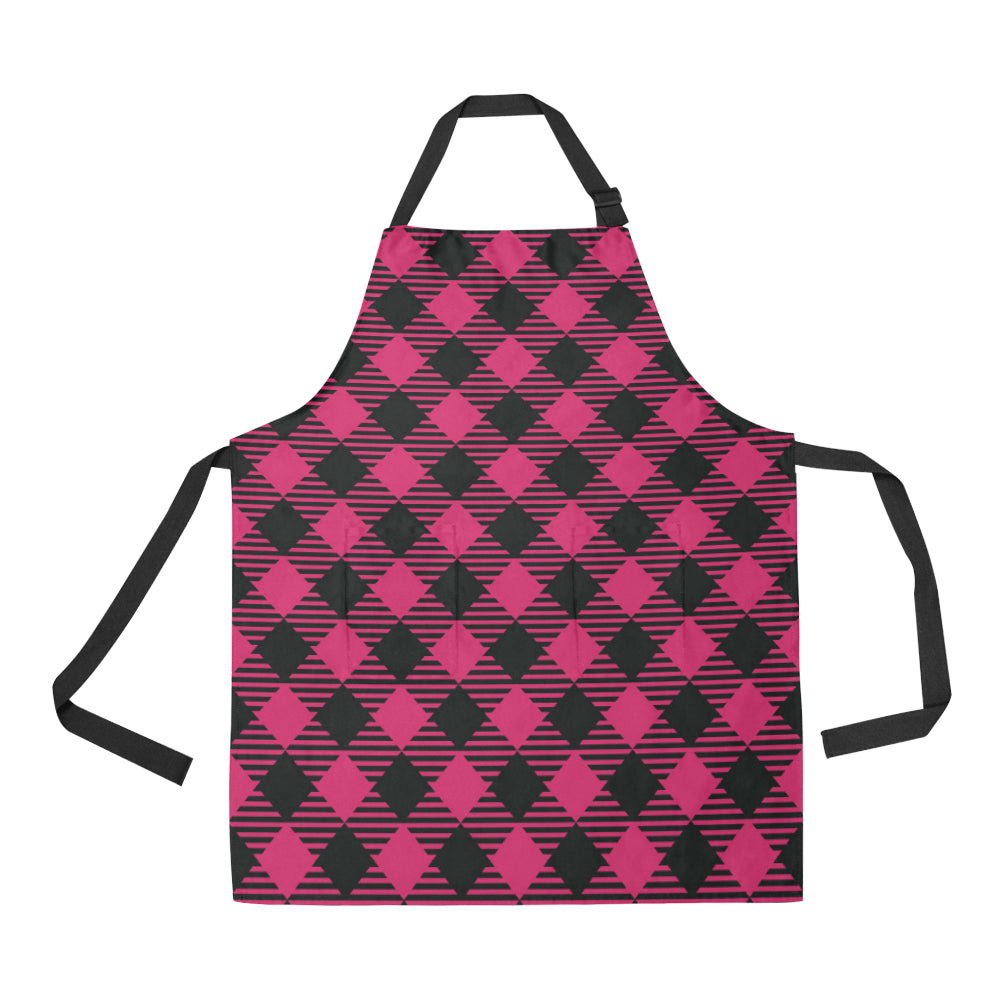 Buffalo check Pink Pattern Print Design 01 Apron with Pocket