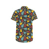 Acoustic Guitar Pattern Print Design 01 Men's Short Sleeve Button Up Shirt