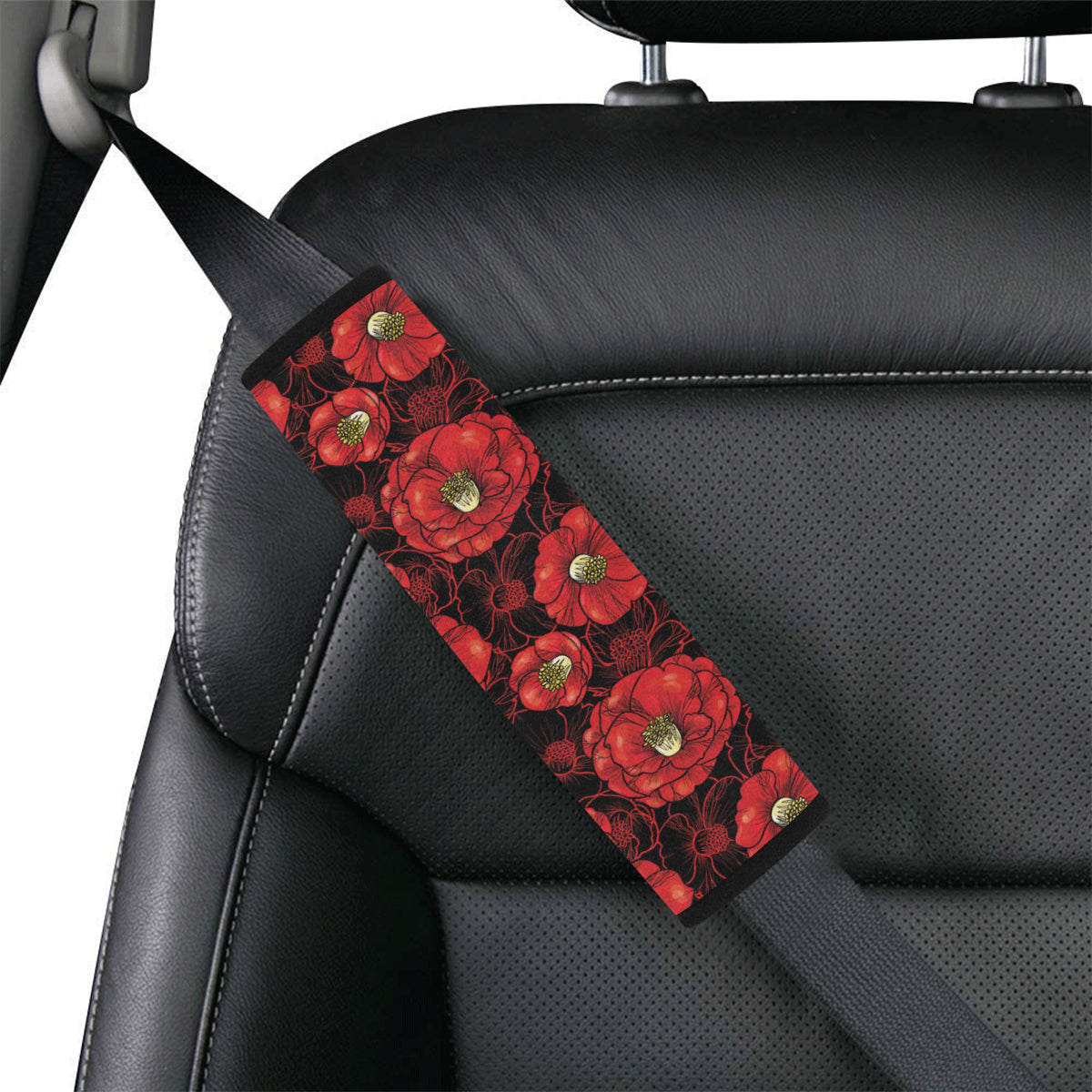 Camellia Pattern Print Design CM06 Car Seat Belt Cover