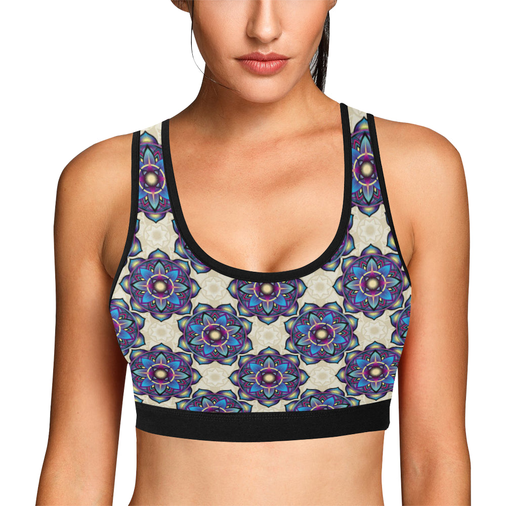 lotus Boho Pattern Print Design LO08 Sports Bra