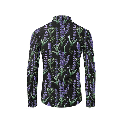 Lavender Pattern Print Design LV01 Men's Long Sleeve Shirt