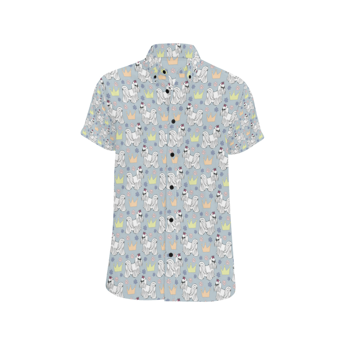 Maltese Pattern Print Design 04 Men's Short Sleeve Button Up Shirt