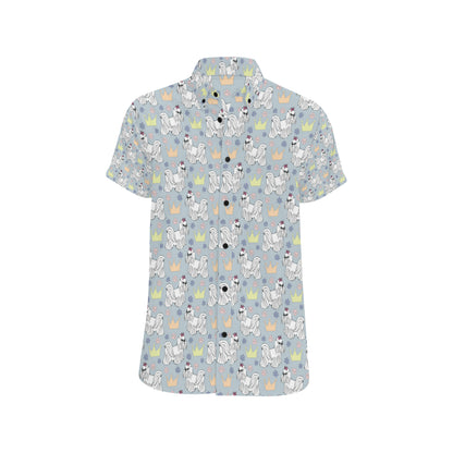 Maltese Pattern Print Design 04 Men's Short Sleeve Button Up Shirt