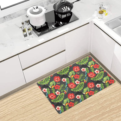 Hibiscus Red With Parrotprint Design LKS303 Kitchen Mat