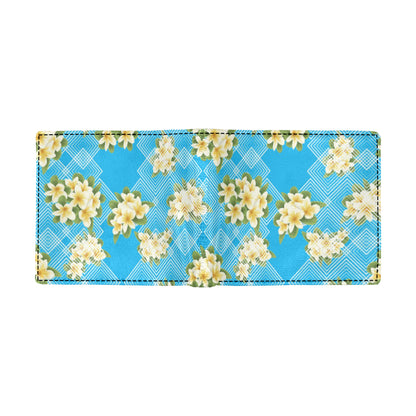 Yellow Plumeria Design Print Pattern Men's ID Card Wallet
