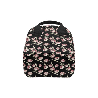 Tulip Pink Pattern Print Design TP02 Insulated Lunch Bag