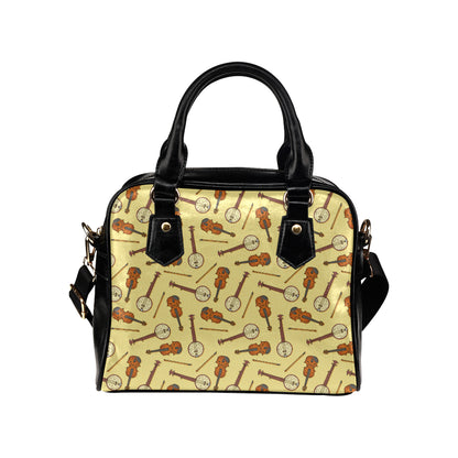 Banjo Violin Pattern Print Design 01 Shoulder Handbag