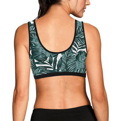 Tropical Palm Leaves Pattern Sports Bra