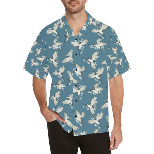 Crane Pattern Print Design 02 Men's Hawaiian Shirt