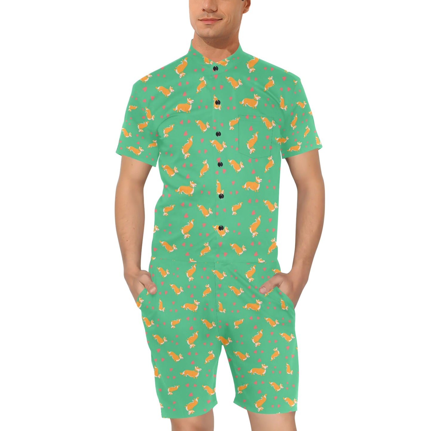 Cardigan Welsh Corgis Pattern Print Design 03 Men's Romper