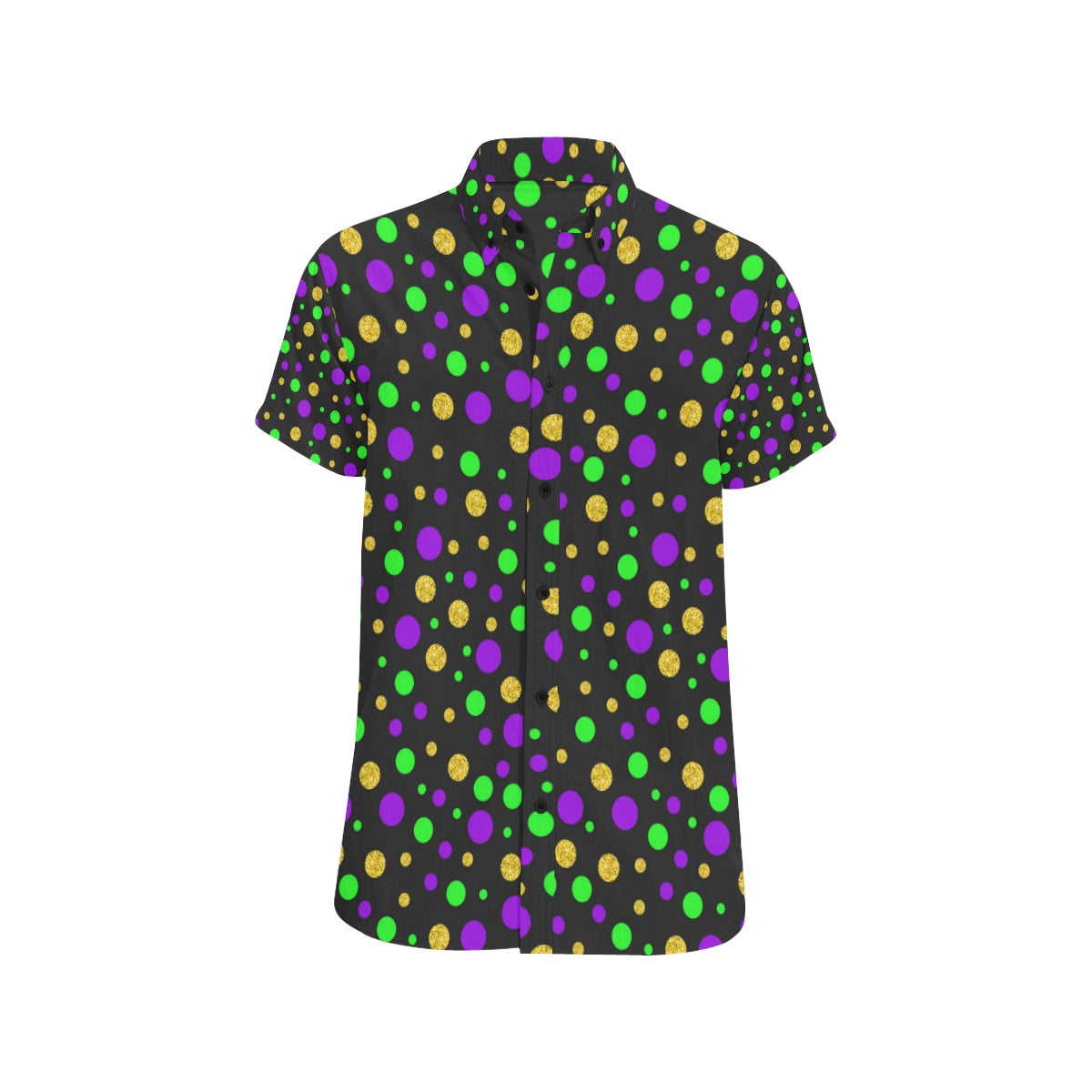 Mardi Gras Pattern Print Design 07 Men's Short Sleeve Button Up Shirt