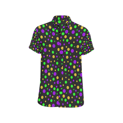 Mardi Gras Pattern Print Design 07 Men's Short Sleeve Button Up Shirt