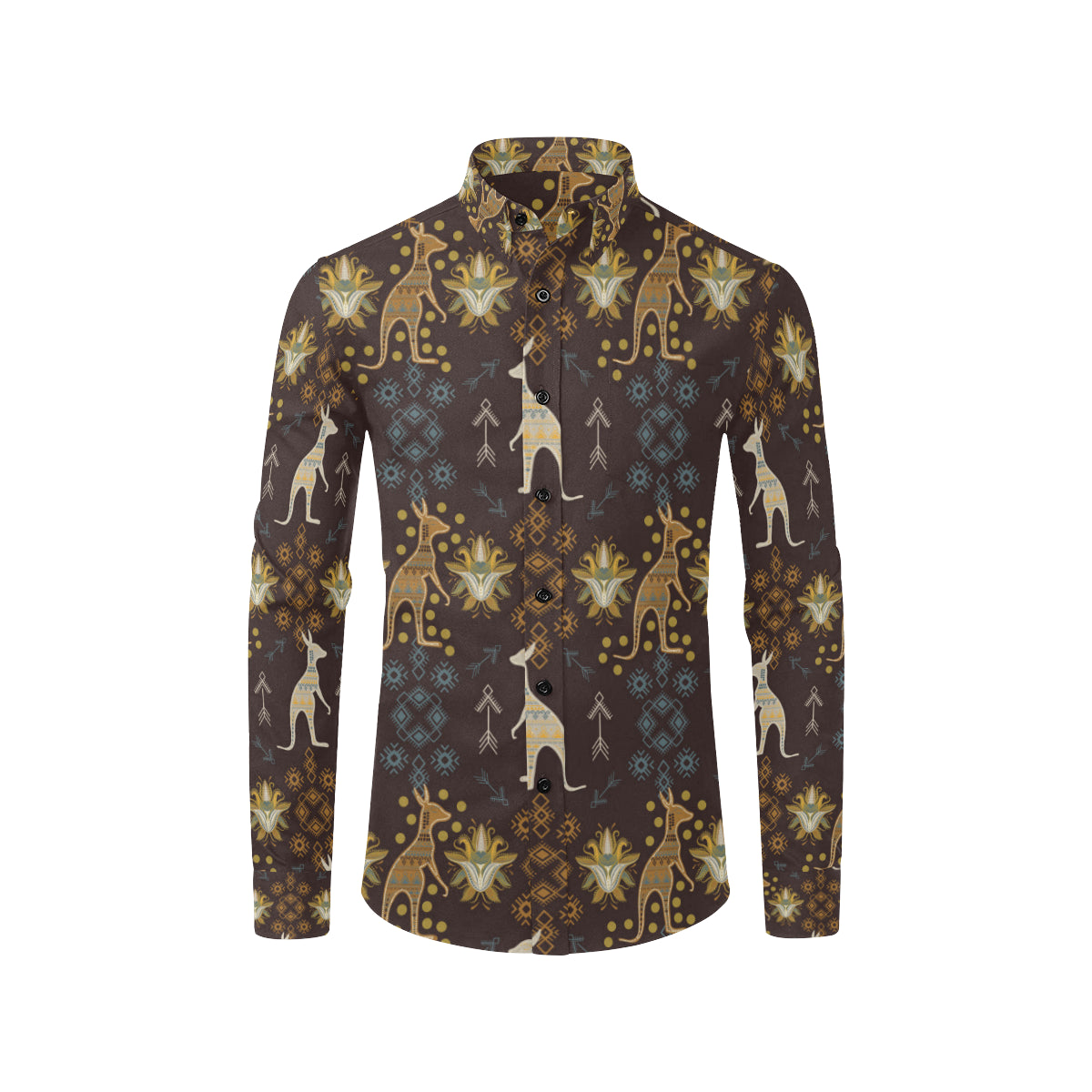 Kangaroos Pattern Print Design 03 Men's Long Sleeve Shirt