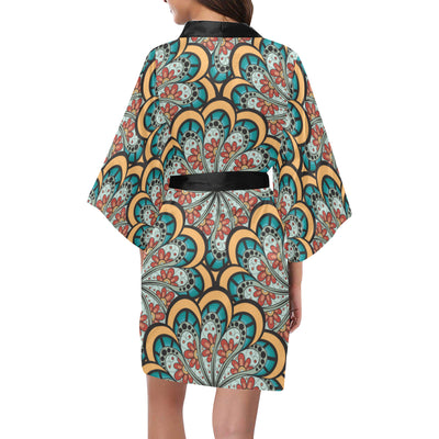 Mandala Pattern Print Design 01 Women's Short Kimono