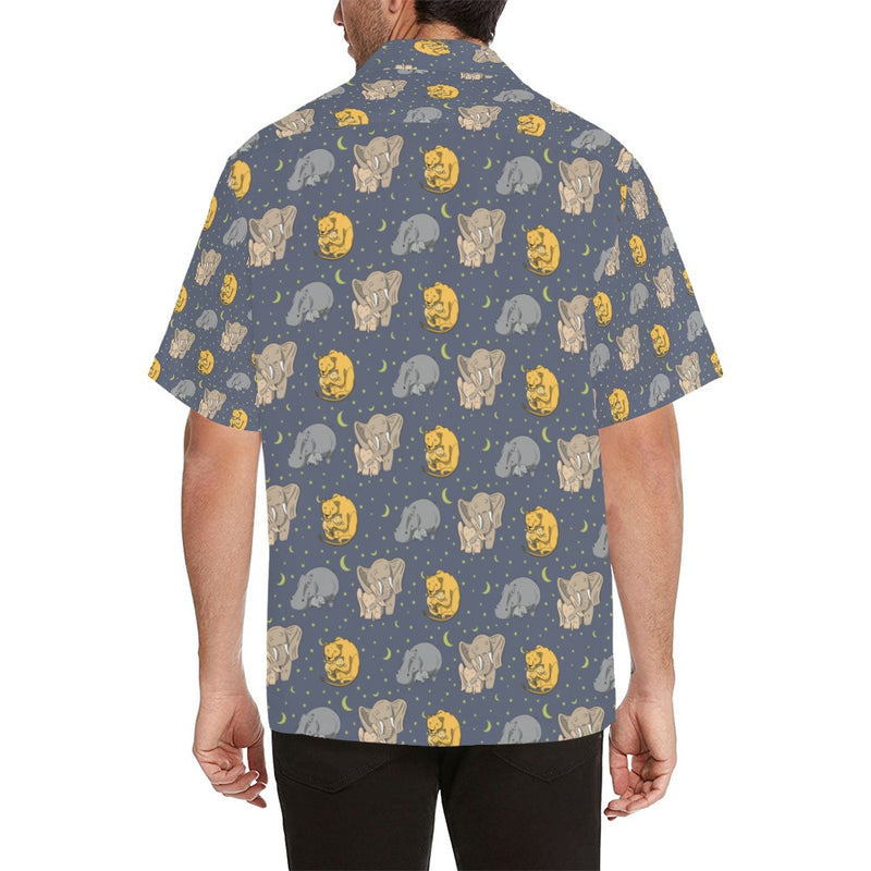 Safari Elephant Lion Print Design LKS303 Men's Hawaiian Shirt