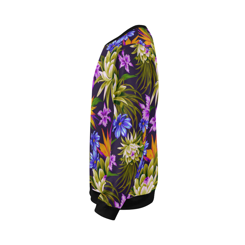 Water Lily Pattern Print Design WL08 Men Long Sleeve Sweatshirt