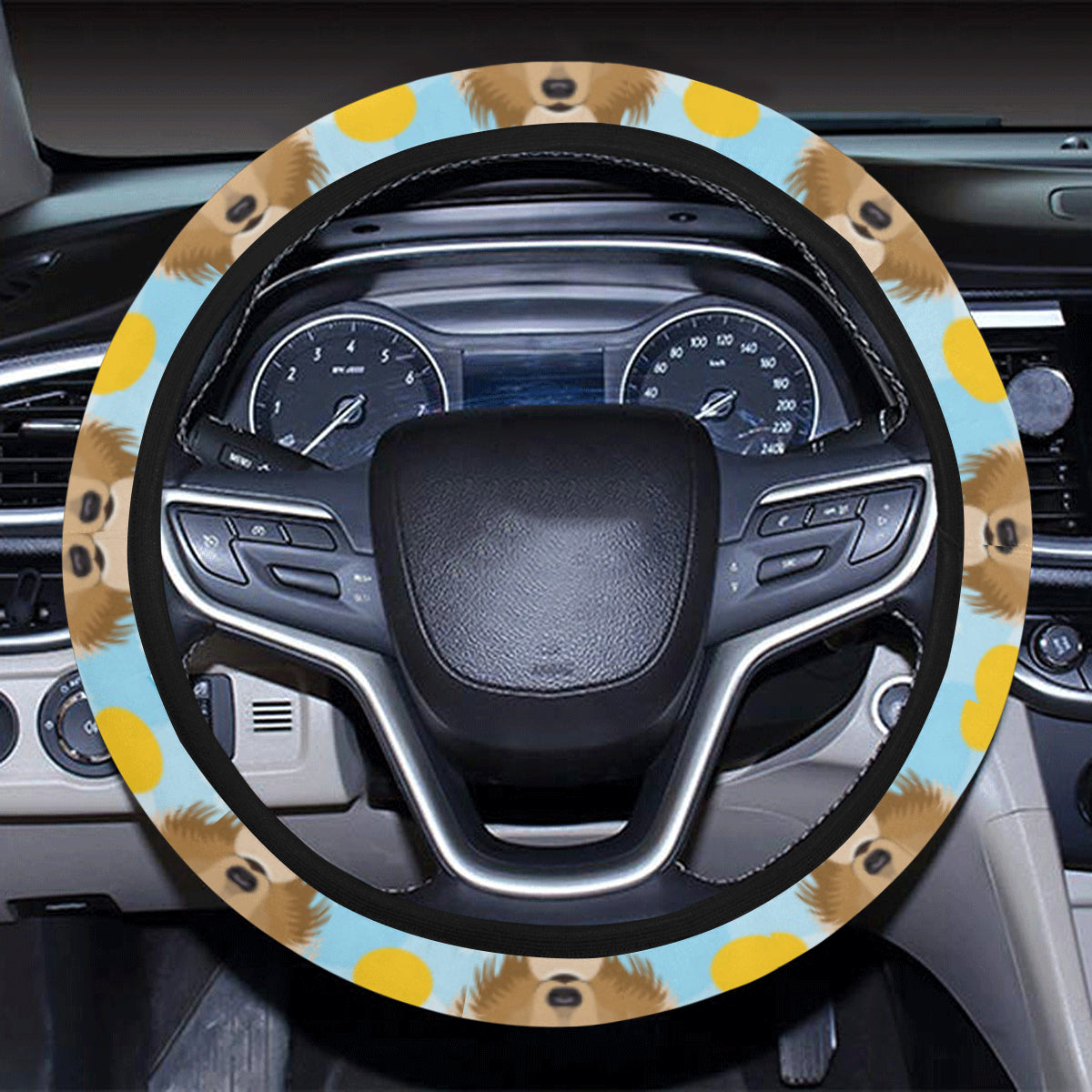 Collies Pattern Print Design 02 Steering Wheel Cover with Elastic Edge