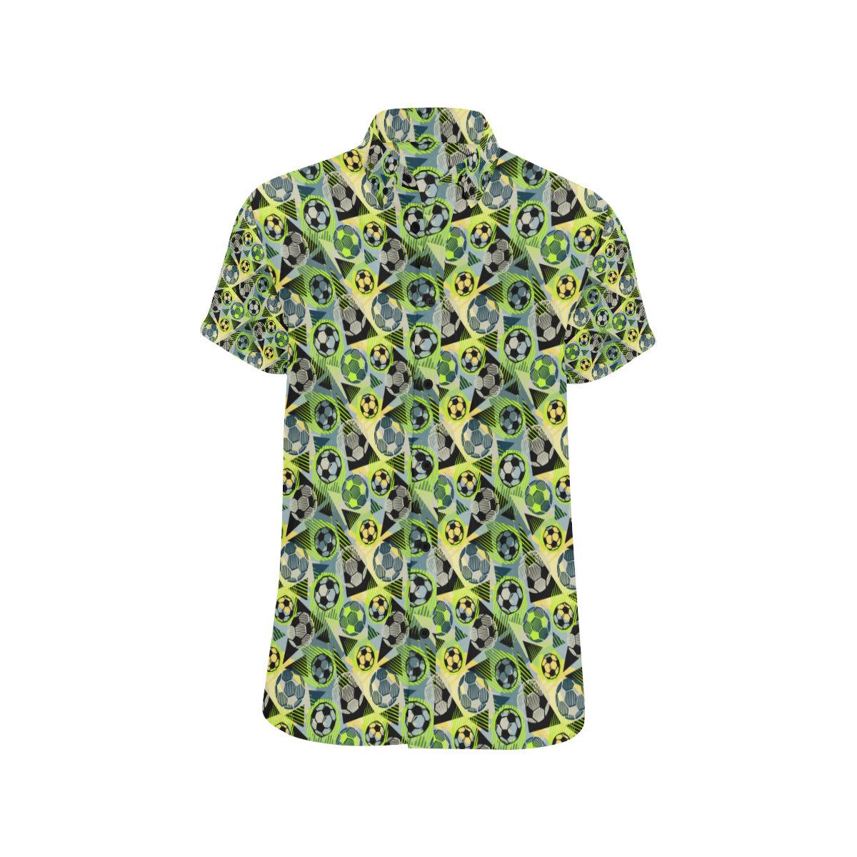 Soccer Ball Themed Print Pattern Men's Short Sleeve Button Up Shirt