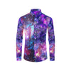 Galaxy Night Purple Space Print Men's Long Sleeve Shirt