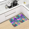 Neon Flower Tropical Palm Leaves Kitchen Mat