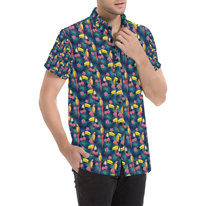 Toucan Parrot Design Men's Short Sleeve Button Up Shirt